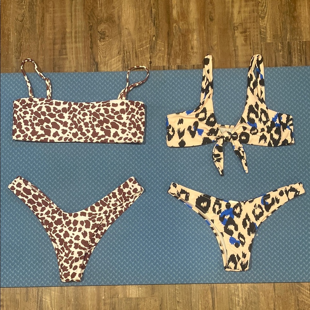 Animal print bikini set / bundle of 2 - brown, black, blue, pink